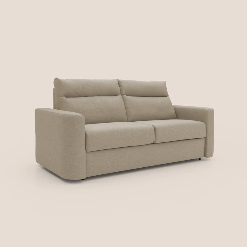 Cupido Canapé convertible matelas H18 cm au dossier haut moelleux en tissu imperméable T13 beige