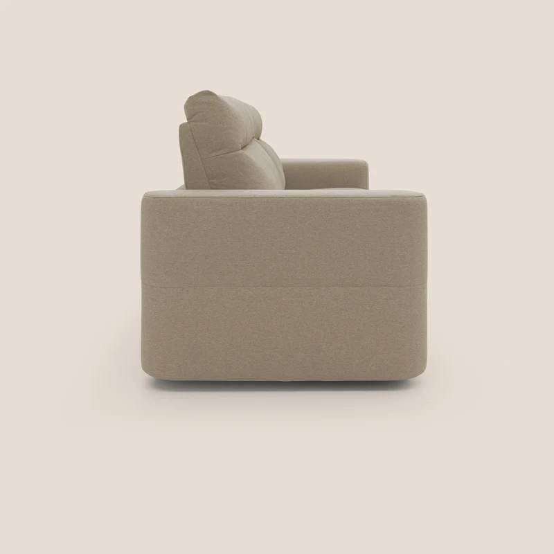 Cupido Canapé convertible matelas H18 cm au dossier haut moelleux en tissu imperméable T13 beige