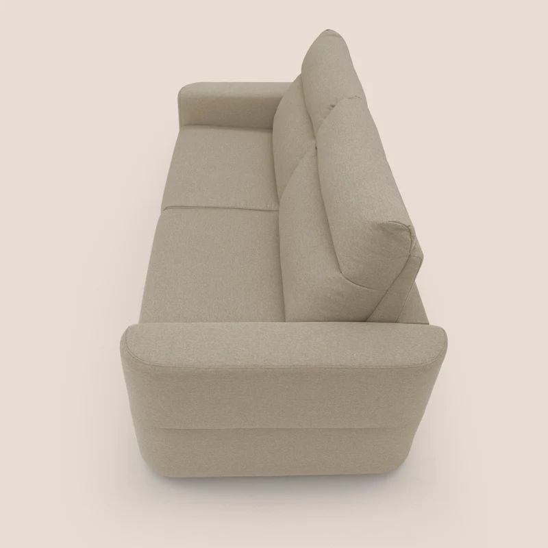 Cupido Canapé convertible matelas H18 cm au dossier haut moelleux en tissu imperméable T13 beige