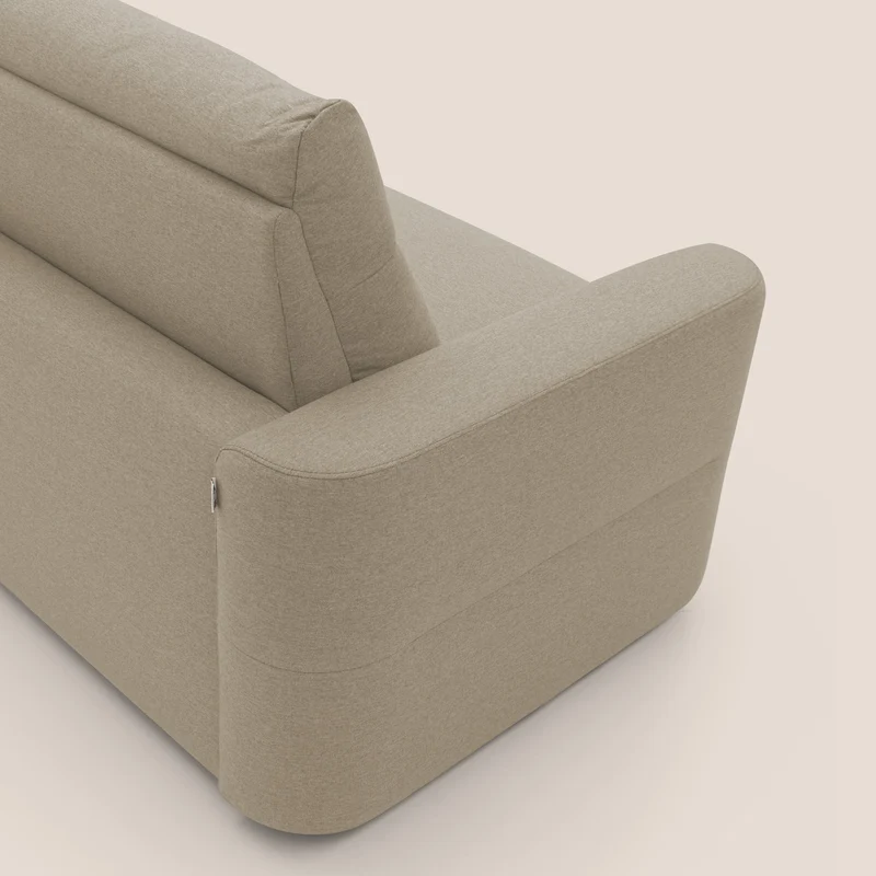 Cupido Canapé convertible matelas H18 cm au dossier haut moelleux en tissu imperméable T13 beige