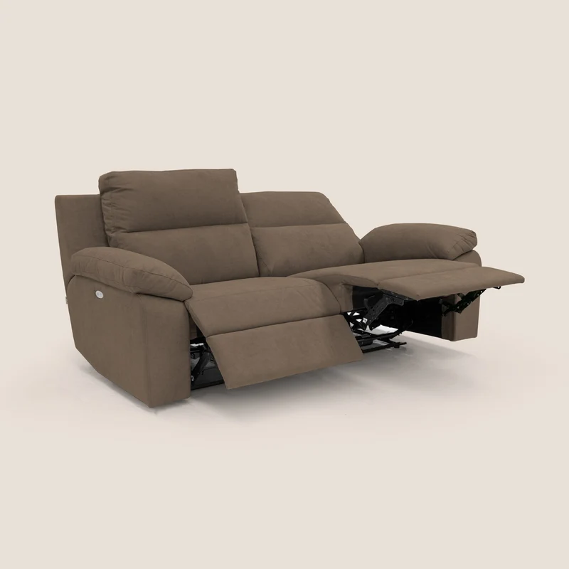 Romeo Canapé avec relax électrique en tissu doux imperméable T02 marron