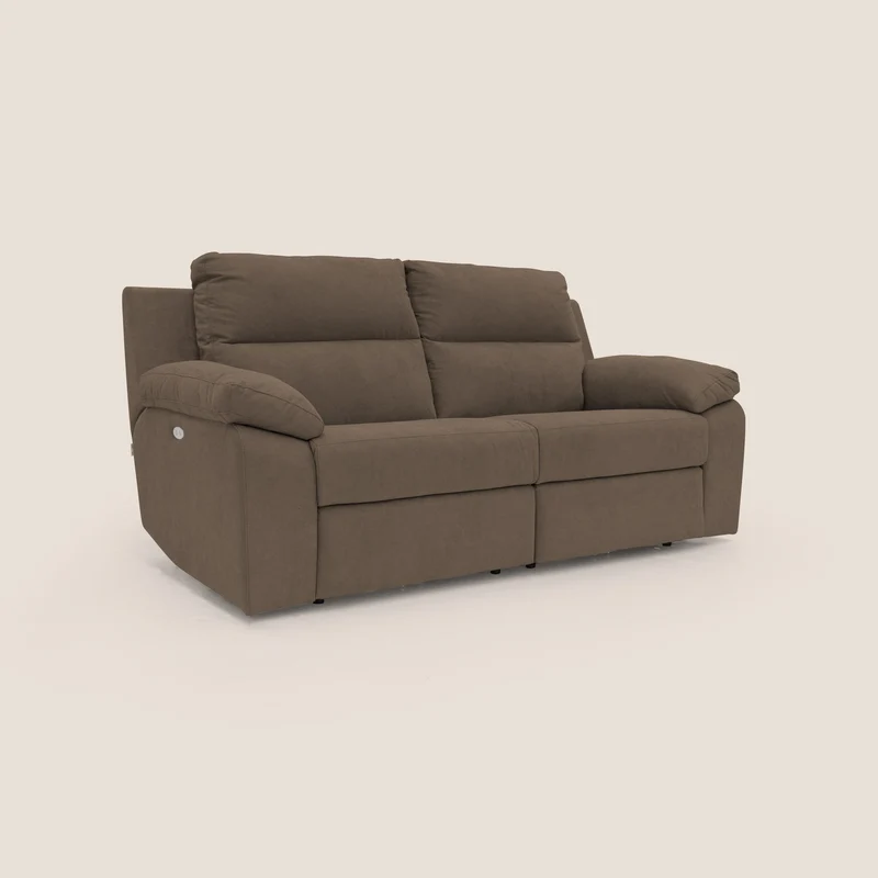 Romeo Canapé avec relax électrique en tissu doux imperméable T02 marron