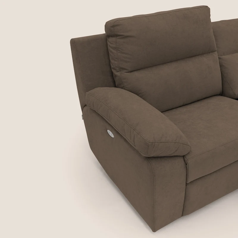 Romeo Canapé avec relax électrique en tissu doux imperméable T02 marron