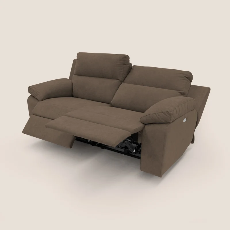 Romeo Canapé avec relax électrique en tissu doux imperméable T02 marron