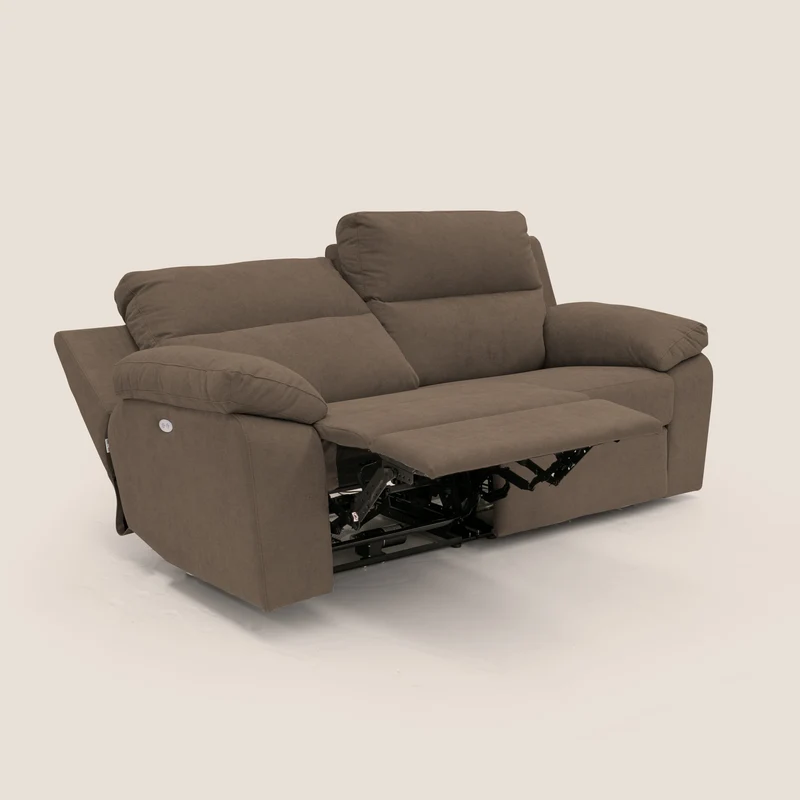 Romeo Canapé avec relax électrique en tissu doux imperméable T02 marron