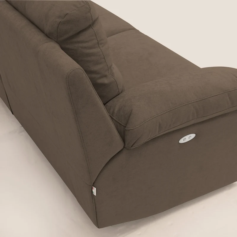 Romeo Canapé avec relax électrique en tissu doux imperméable T02 marron