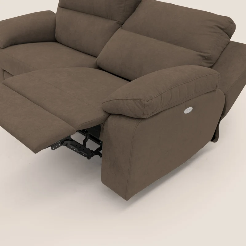 Romeo Canapé avec relax électrique en tissu doux imperméable T02 marron