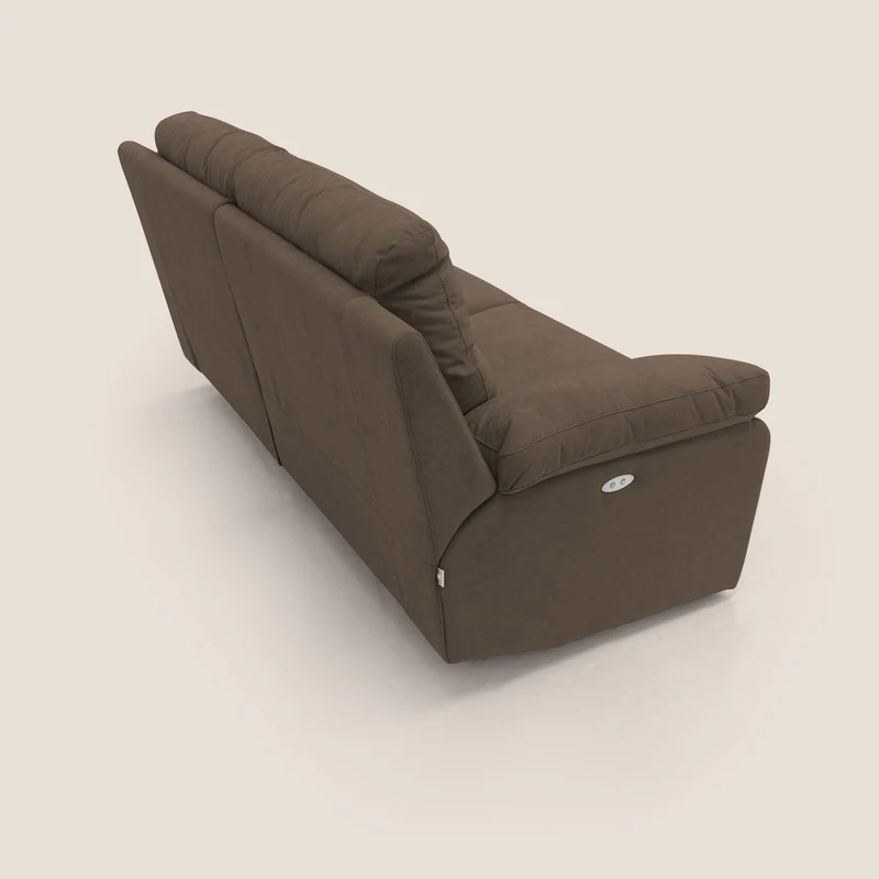 Romeo Canapé avec relax électrique en tissu doux imperméable T02 marron
