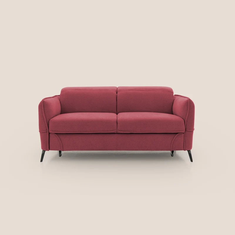 Bloom canapé avec repose-pieds extractible pieds hauts et têtières réglables en bouclette imperméable T07 rouge