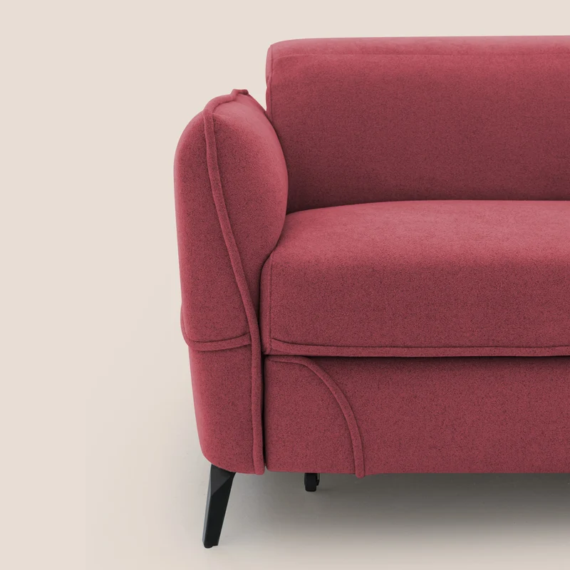 Bloom canapé avec repose-pieds extractible pieds hauts et têtières réglables en bouclette imperméable T07 rouge