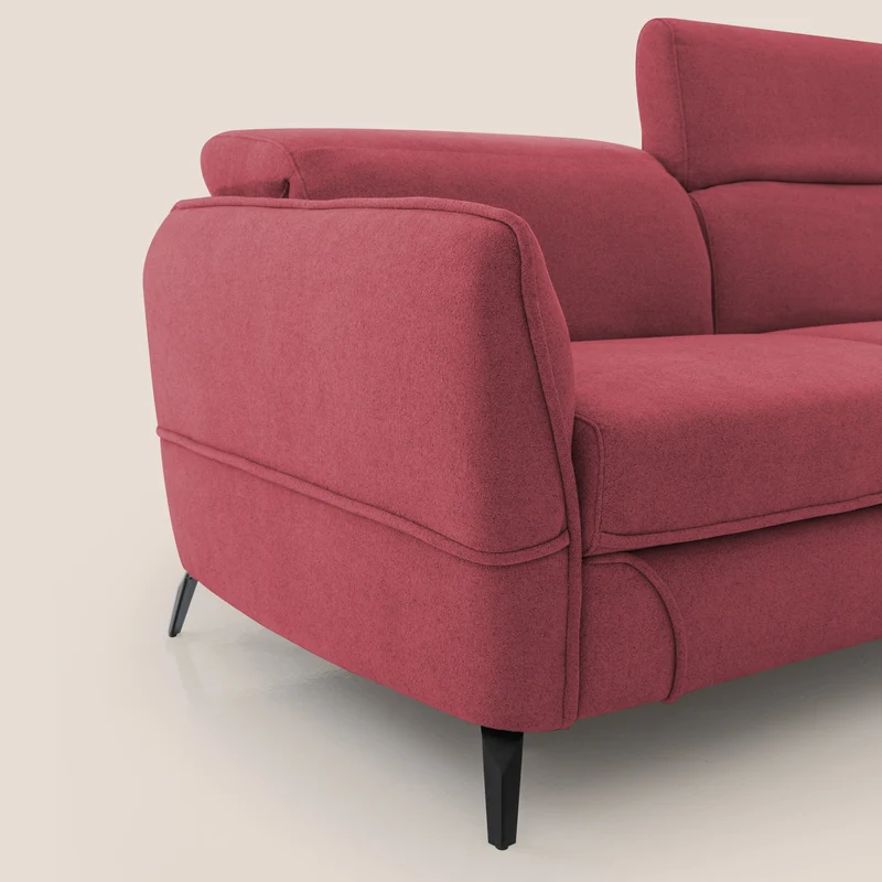 Bloom canapé avec repose-pieds extractible pieds hauts et têtières réglables en bouclette imperméable T07 rouge