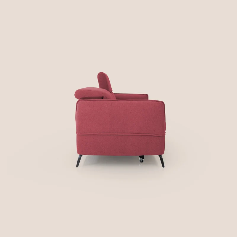 Bloom canapé avec repose-pieds extractible pieds hauts et têtières réglables en bouclette imperméable T07 rouge