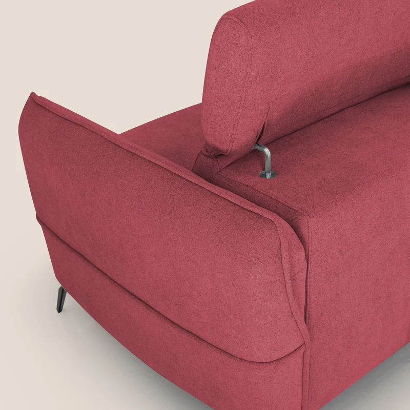 Bloom canapé avec repose-pieds extractible pieds hauts et têtières réglables en bouclette imperméable T07 rouge