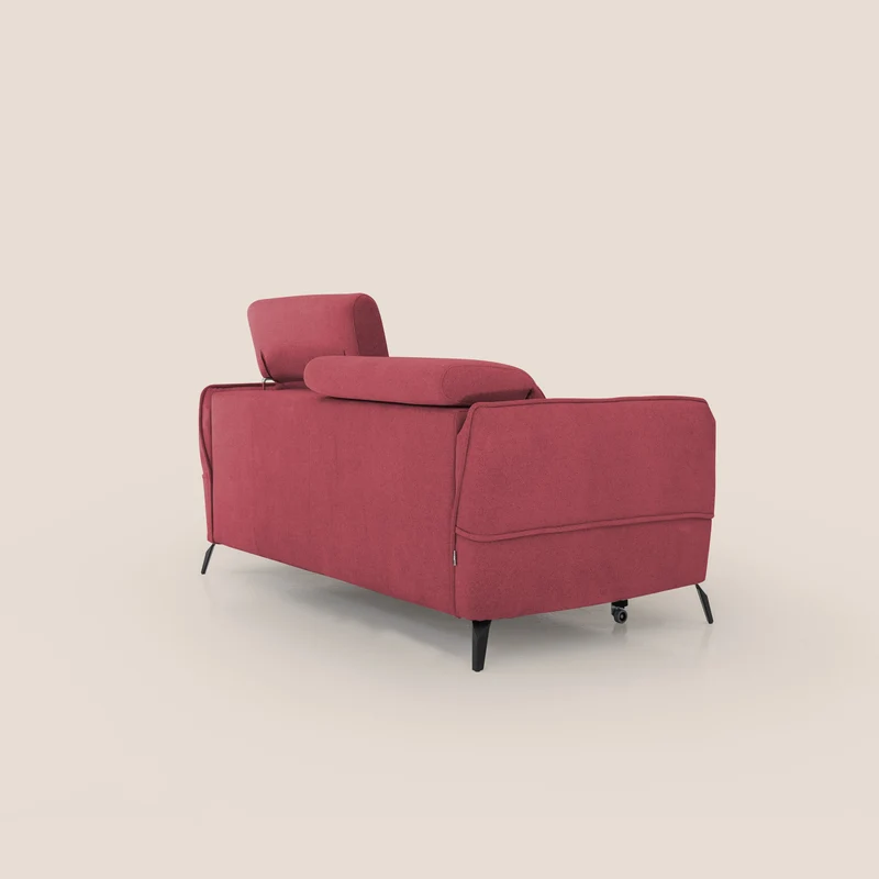 Bloom canapé avec repose-pieds extractible pieds hauts et têtières réglables en bouclette imperméable T07 rouge