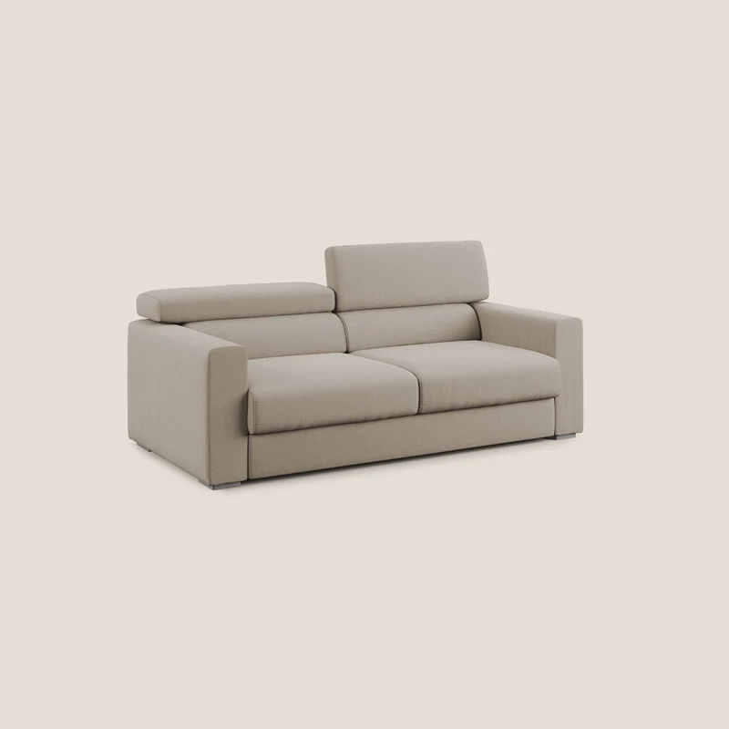 Dylan canapé avec pouf extractible en tissu effet coton imperméable T13 beige