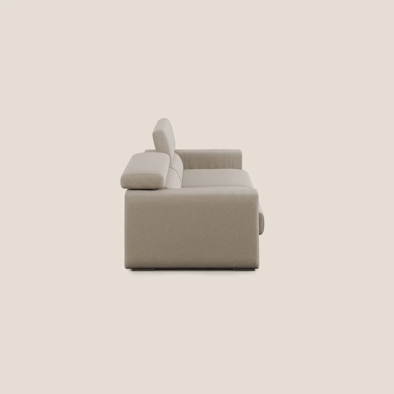 Dylan canapé avec pouf extractible en tissu effet coton imperméable T13 beige