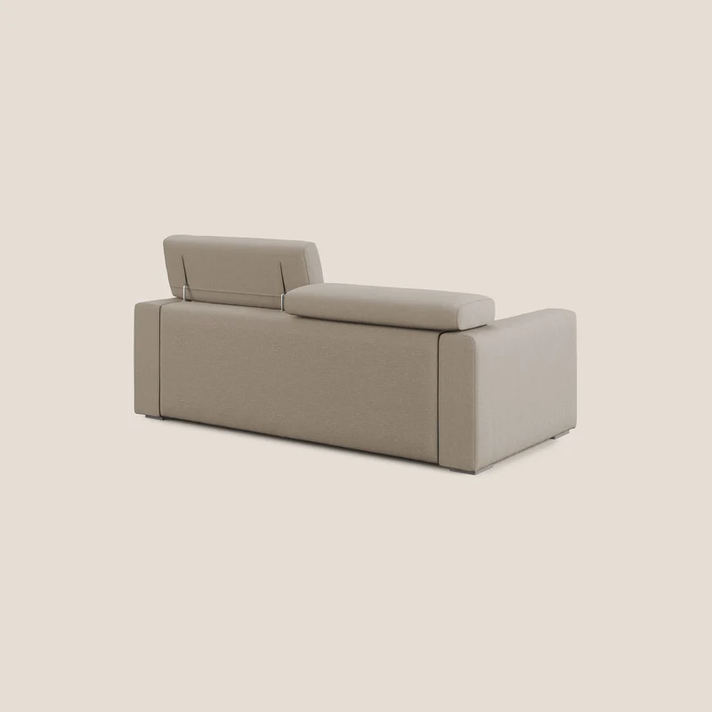 Dylan canapé avec pouf extractible en tissu effet coton imperméable T13 beige