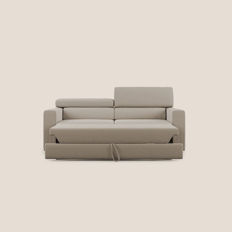 Dylan canapé avec pouf extractible en tissu effet coton imperméable T13 beige