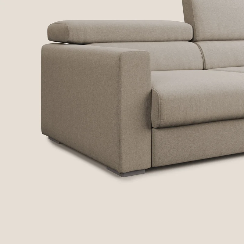 Dylan canapé avec pouf extractible en tissu effet coton imperméable T13 beige
