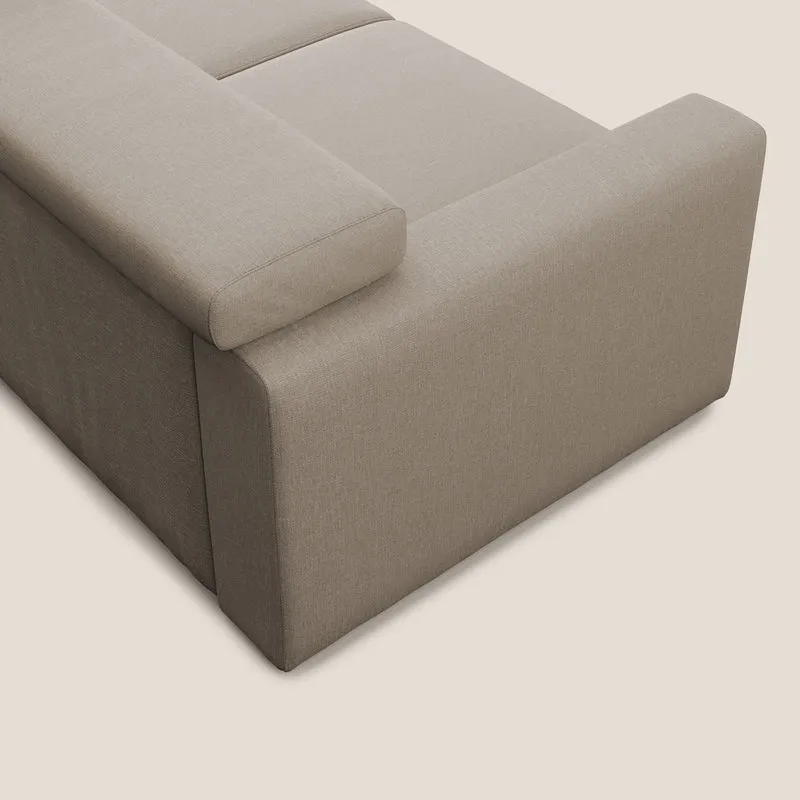 Dylan canapé avec pouf extractible en tissu effet coton imperméable T13 beige