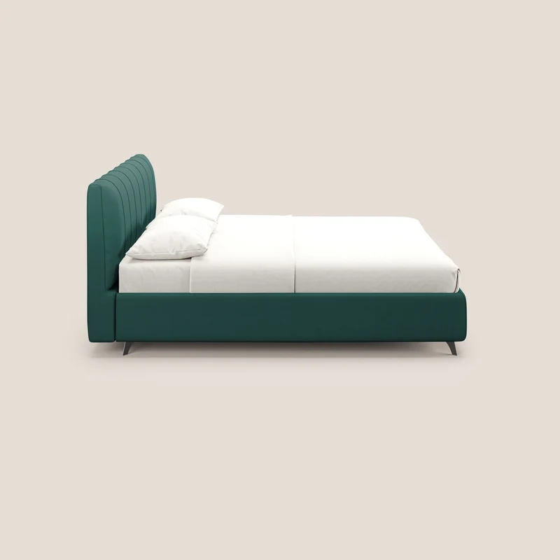 Bogart lit avec coffre rembourré complètement déhoussable en microfibre détachable T11 bleu canard