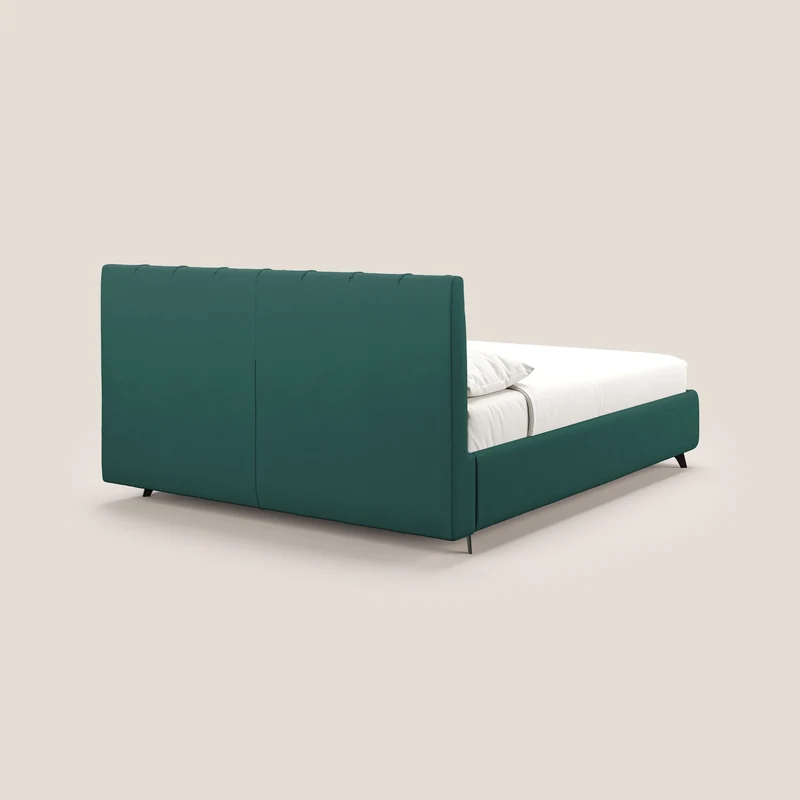 Bogart lit avec coffre rembourré complètement déhoussable en microfibre détachable T11 bleu canard