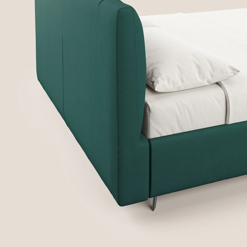 Bogart lit avec coffre rembourré complètement déhoussable en microfibre détachable T11 bleu canard