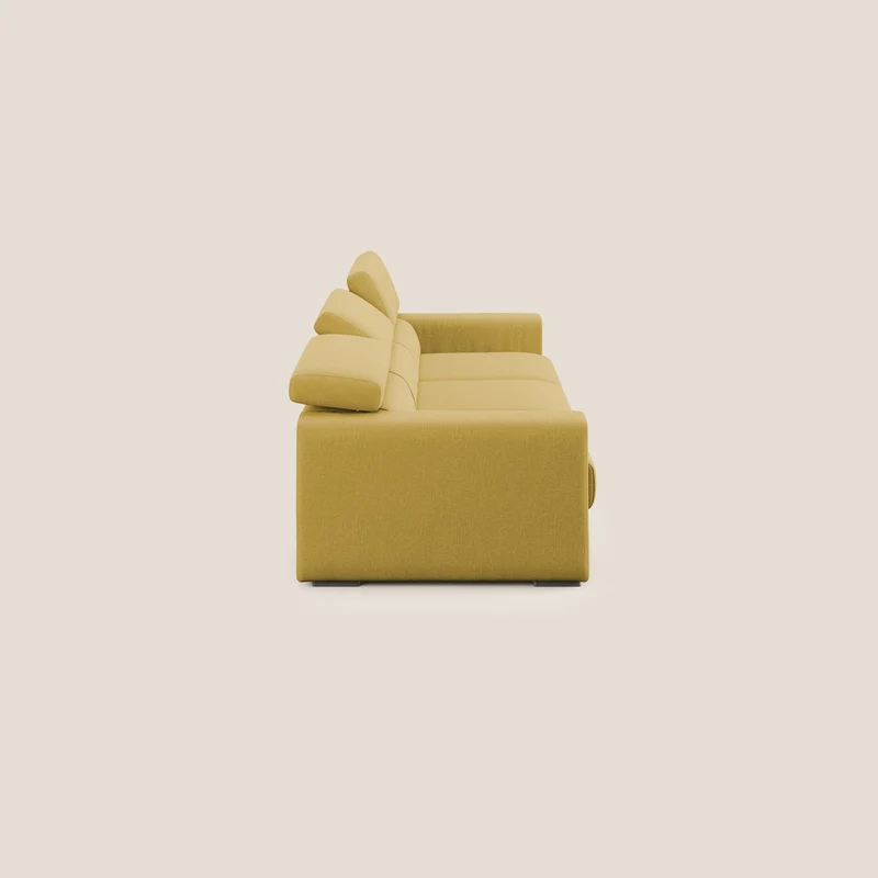 Dylan canapé avec pouf extractible à 3 assises en tissu effet coton imperméable T13 jaune