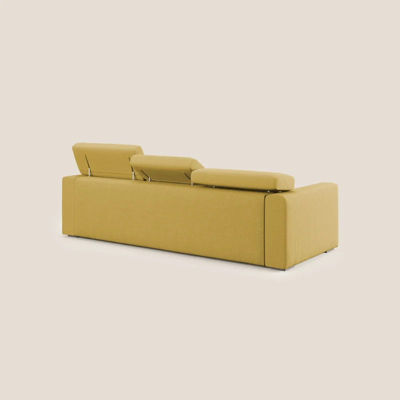 Dylan canapé avec pouf extractible à 3 assises en tissu effet coton imperméable T13 jaune