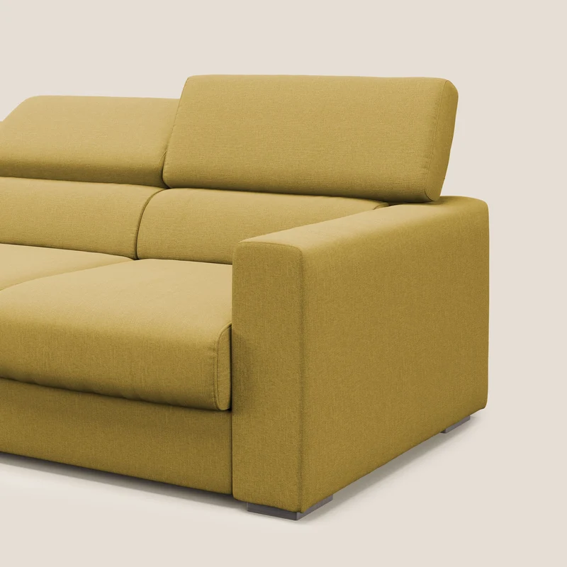 Dylan canapé avec pouf extractible à 3 assises en tissu effet coton imperméable T13 jaune