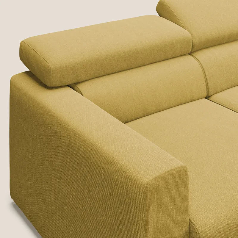 Dylan canapé avec pouf extractible à 3 assises en tissu effet coton imperméable T13 jaune