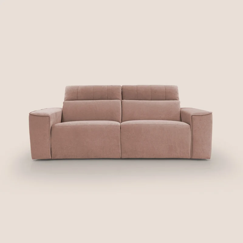 Clark Canapé modulable avec option relax électrique en tissu imperméable et détachable T17 rose