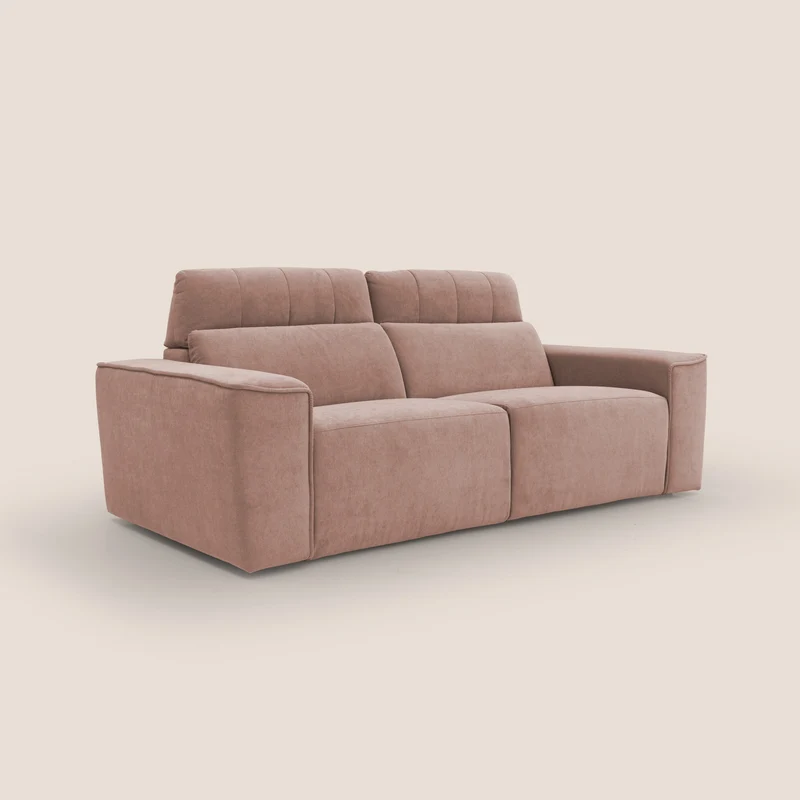 Clark Canapé modulable avec option relax électrique en tissu imperméable et détachable T17 rose