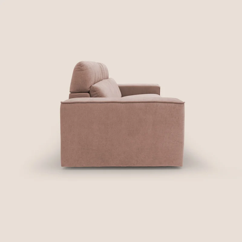 Clark Canapé modulable avec option relax électrique en tissu imperméable et détachable T17 rose