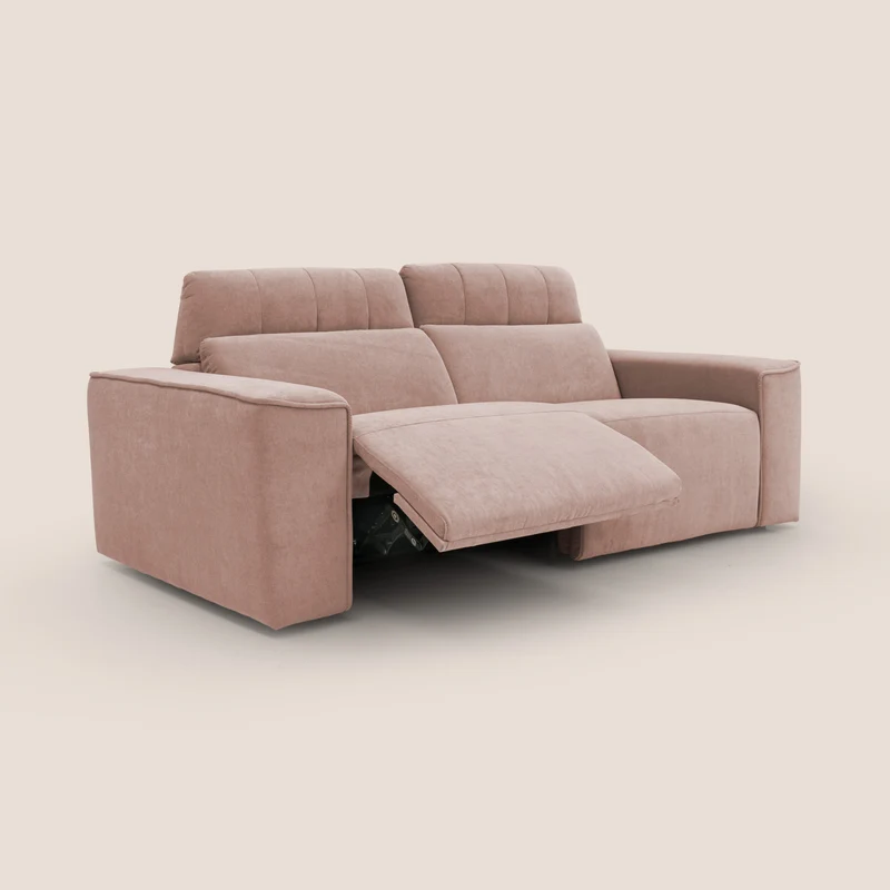 Clark Canapé modulable avec option relax électrique en tissu imperméable et détachable T17 rose