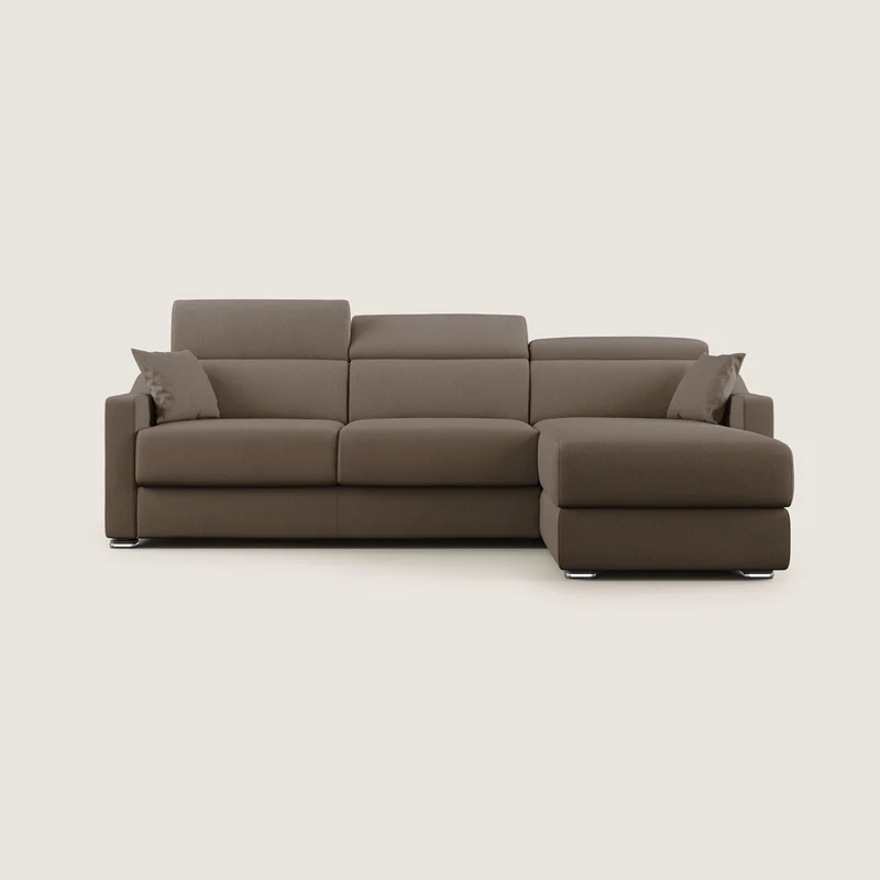 Amber canapé d'angle convertible en tissu détachable T05 marron