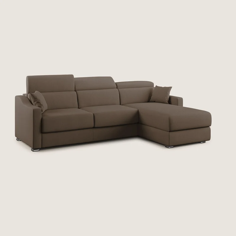 Amber canapé d'angle convertible en tissu détachable T05 marron