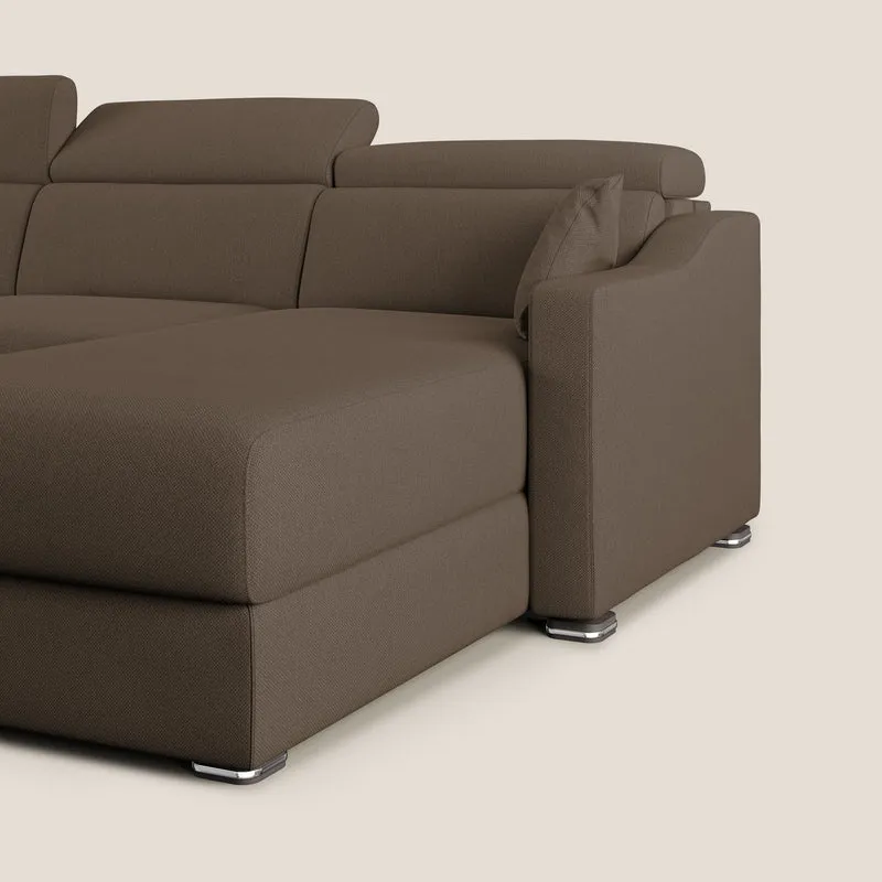 Amber canapé d'angle convertible en tissu détachable T05 marron