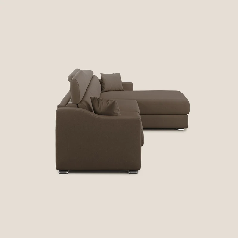 Amber canapé d'angle convertible en tissu détachable T05 marron