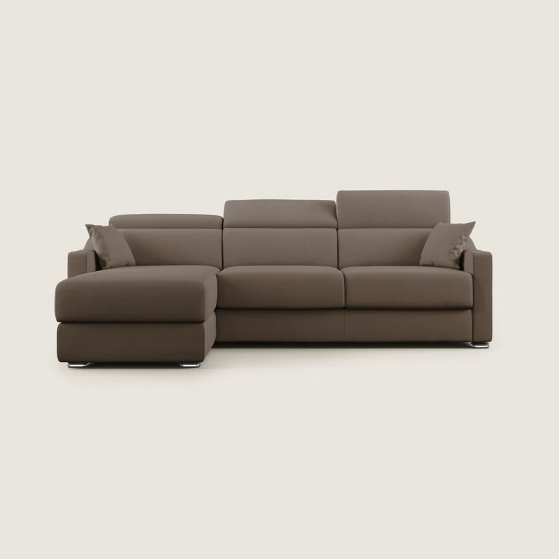 Amber canapé d'angle convertible en tissu détachable T05 marron