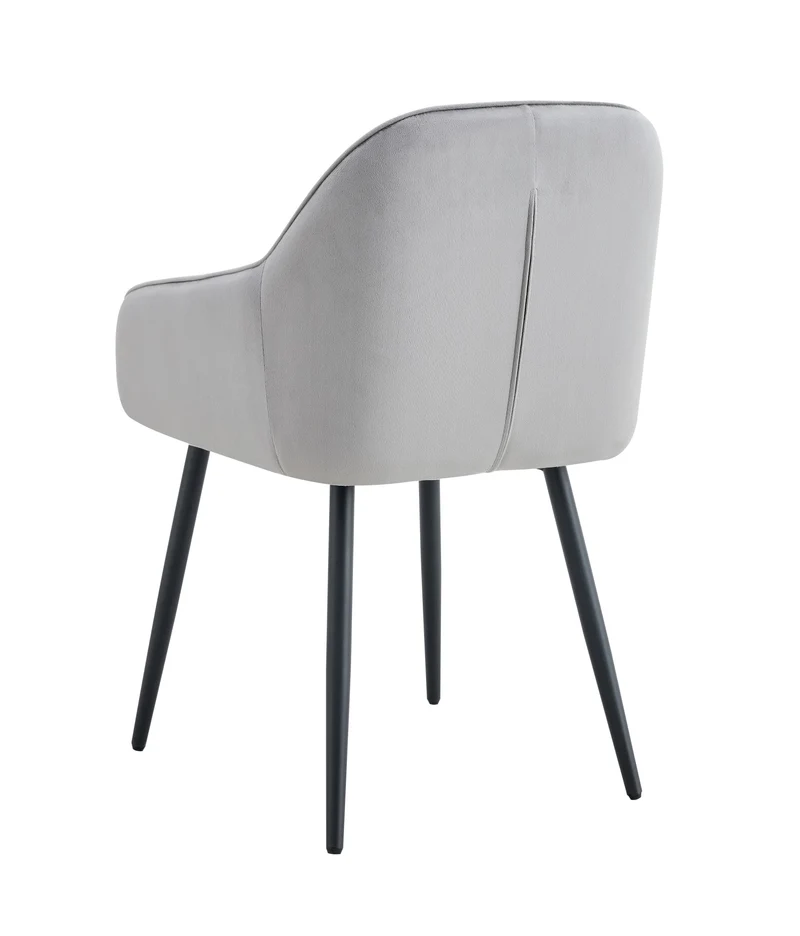 CHAISE PAMS PIEDS CHROME VELOURS GRIS
