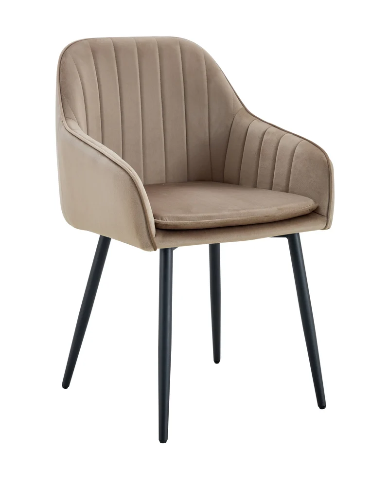 CHAISE PAMS PIED METAL NOIR VELOURS TAUPE