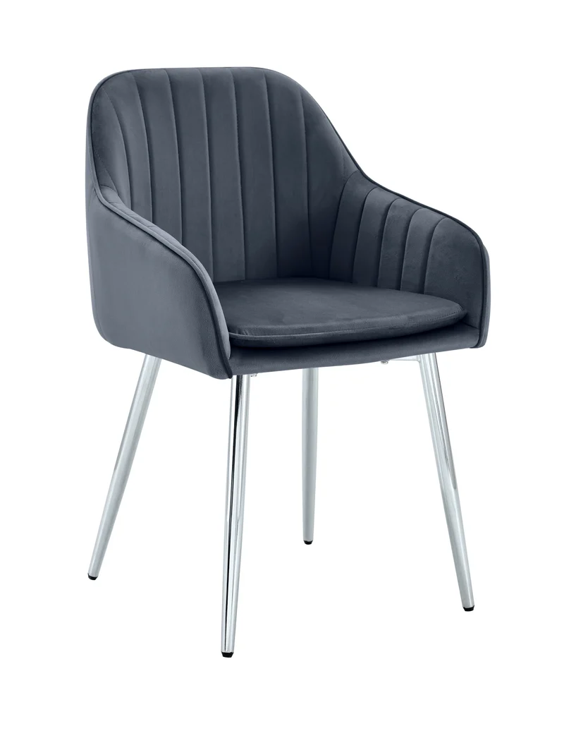 CHAISE PAMS PIED CHROME VELOURS ANTHRACITE