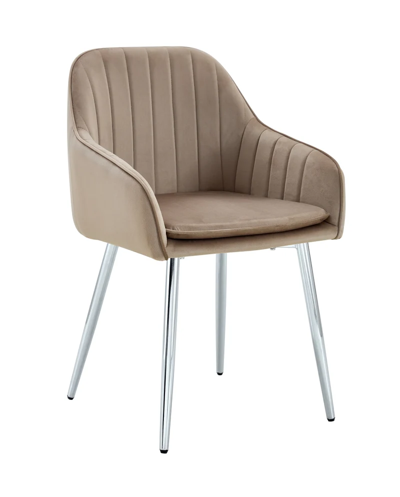 CHAISE PAMS PIED CHROME VELOURS TAUPE