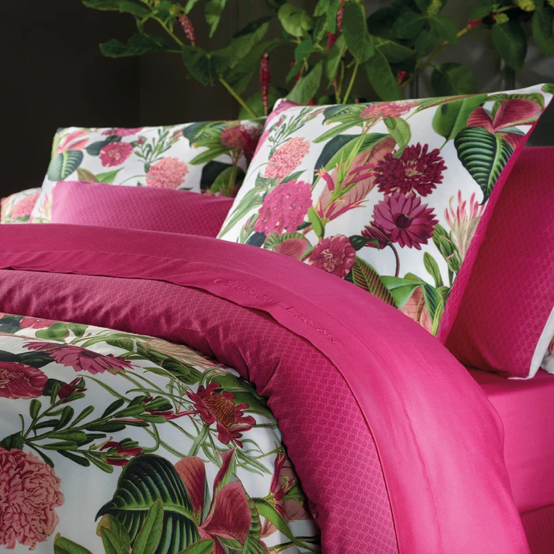 Taie de traversin satin de coton - Garden Micro Fuchsia