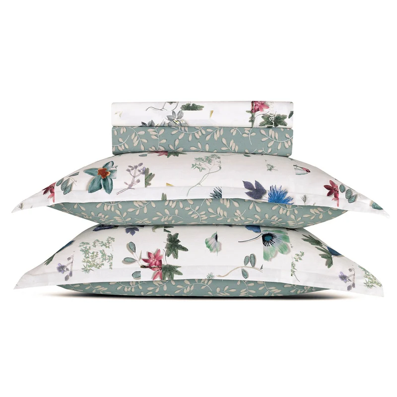Ensemble de draps : drap-housse, drap plat, taie(s) d'oreiller en satin de coton - dessin Semis Jaune