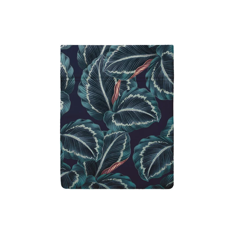 Drap plat satin de coton - Calathea bleu foncé