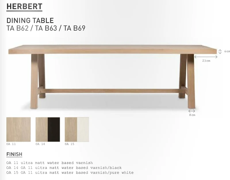 Table en chêne HERBERT 90 x 260 cm - Vincent Sheppard