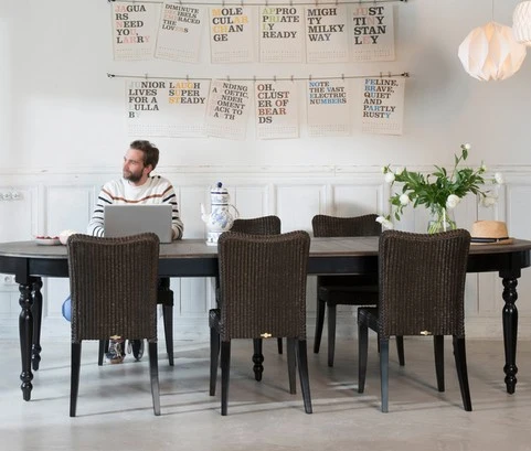 Table rectanglaire Noire VERSAILLES extensible jusqu'à 280 cm