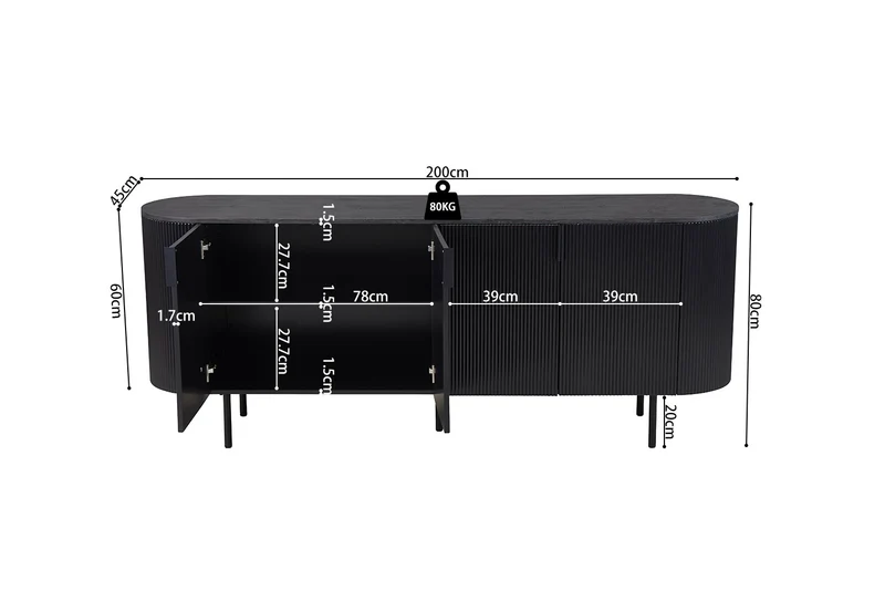 Bahut Lagos 200 cm Décor Brun foncé